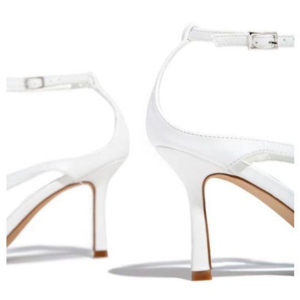 !!NEW!! Square Toe Ankle Wrap Thong Heels – White - Picture 6 of 6